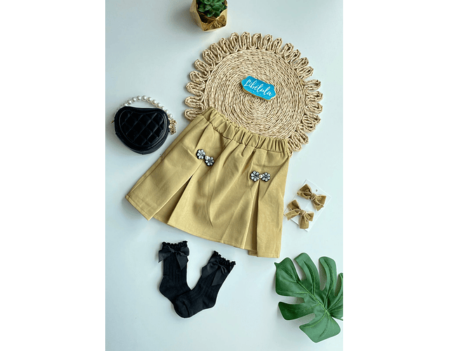 Falda plisada cotele brillos 