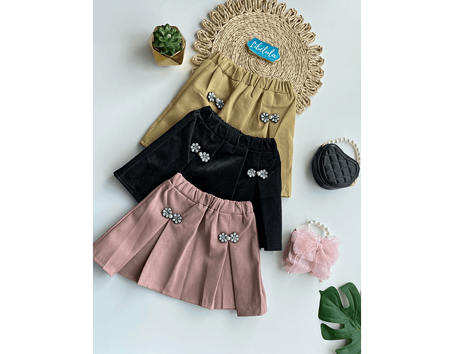 Falda plisada cotele brillos 