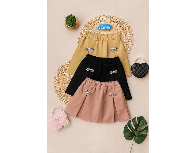 Falda plisada cotele brillos 