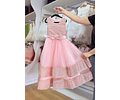 Vestido gala juvenil rosado  lentejuelas