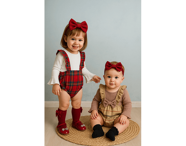 Enterito escocés beige y rojo 