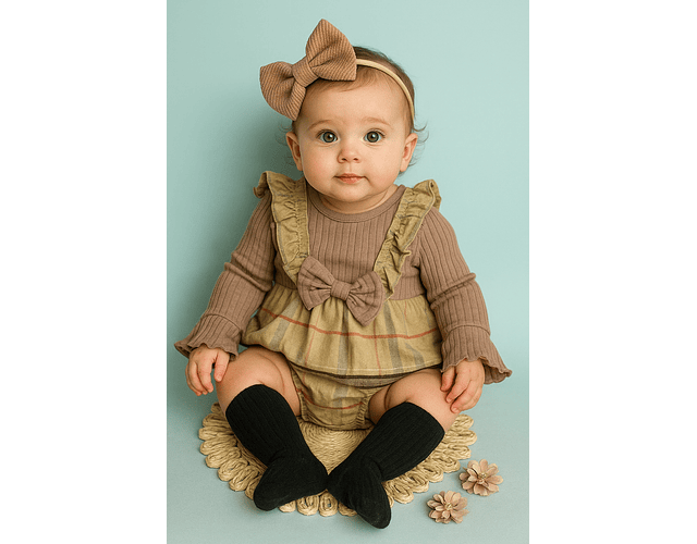 Enterito escocés beige y rojo 