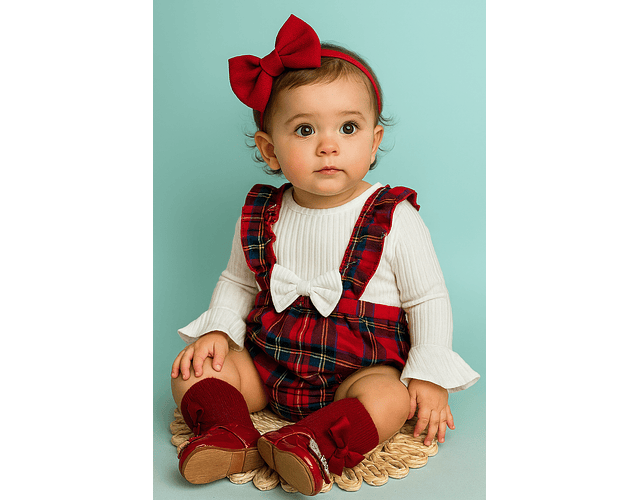 Enterito escocés beige y rojo 