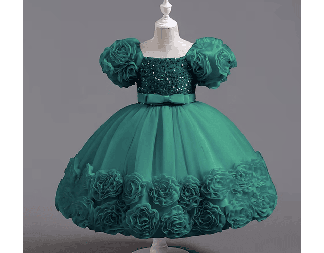 Vestido gala lujo Laura verde 