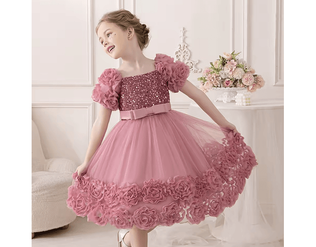 Vestido gala lujo Laura palo de rosa 