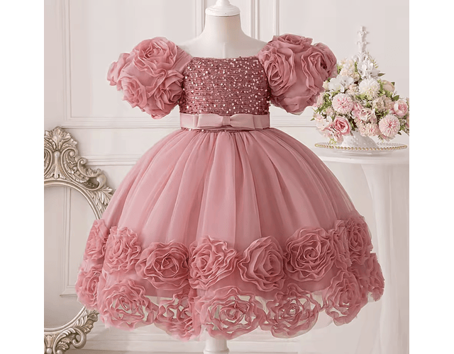 Vestido gala lujo Laura palo de rosa 