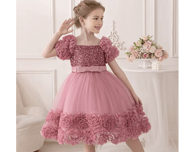 Vestido gala lujo Laura palo de rosa 