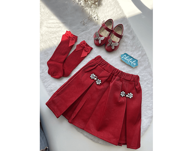 Falda plisada cotele brillos 