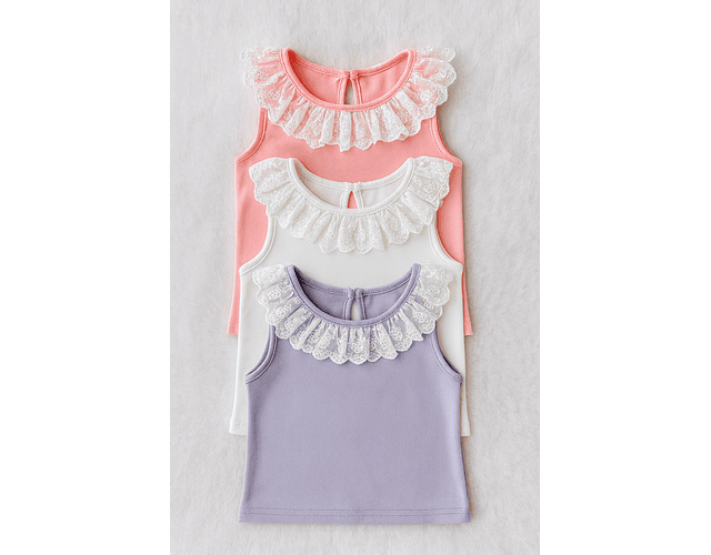 Poleras algodón encajes 