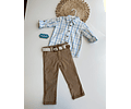 Conjunto niño cuadros celeste 