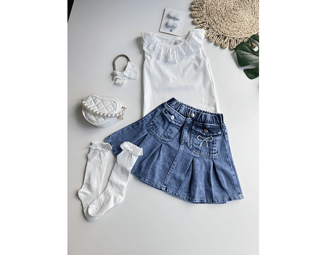 Falda mezclilla plisada 