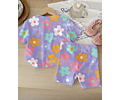 Set algodón pima short + polera flores 