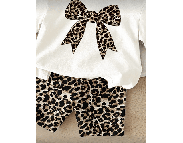 Set algodón pima short + polera animal print 