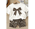 Set algodón pima short + polera animal print 