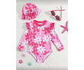 Traje de baño manga larga flores  