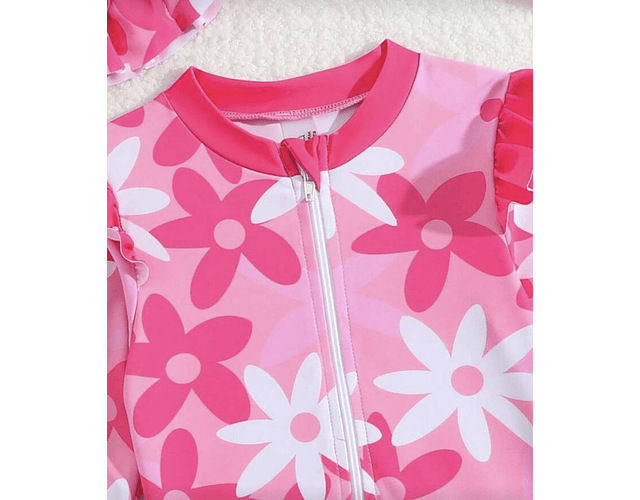 Traje de baño manga larga flores  