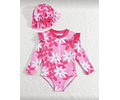 Traje de baño manga larga flores  