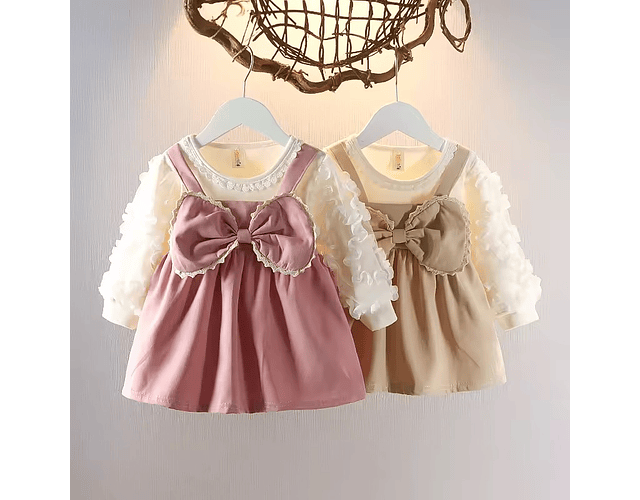 Vestidos tull flores manga globo rosado