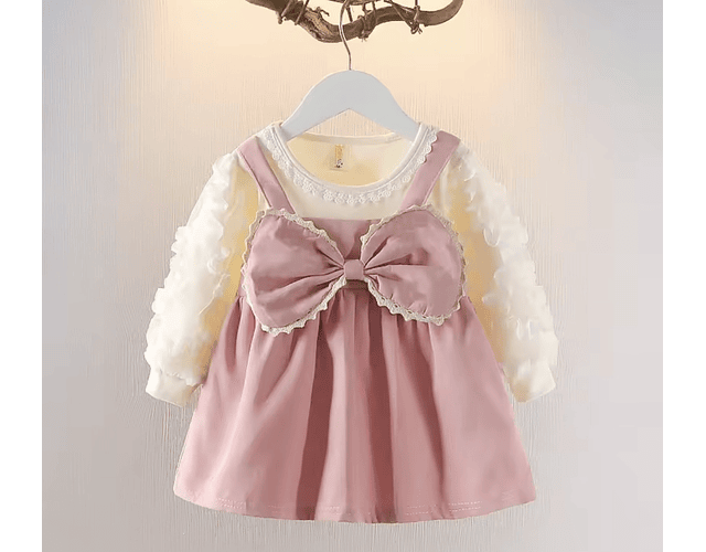 Vestidos tull flores manga globo rosado