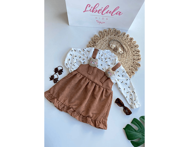 Conjunto vestido Cotele boho terracota 