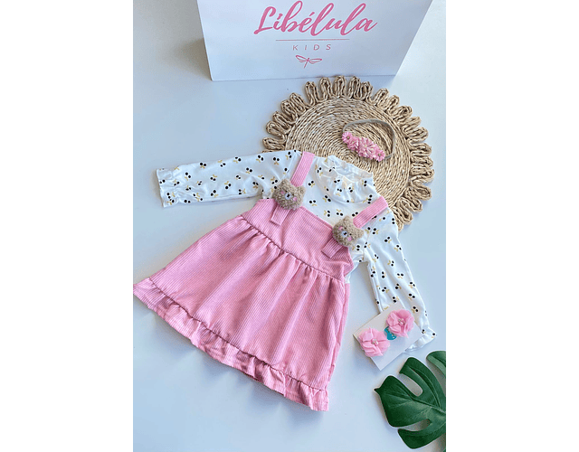 Conjunto vestido Cotele boho rosado