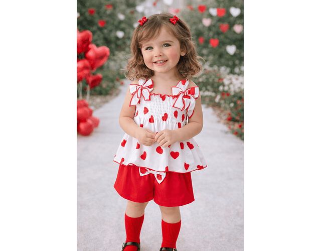 Conjunto corazones short + polera 