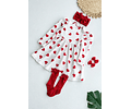 Vestido blanco corazones rojos 