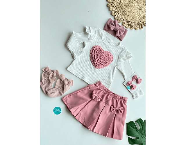 Conjunto corazón palo de rosa 