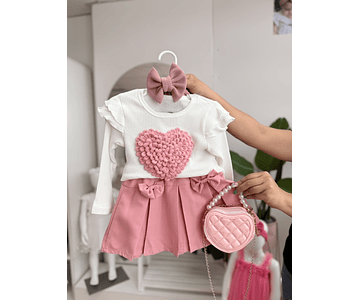 Conjunto corazón palo de rosa 