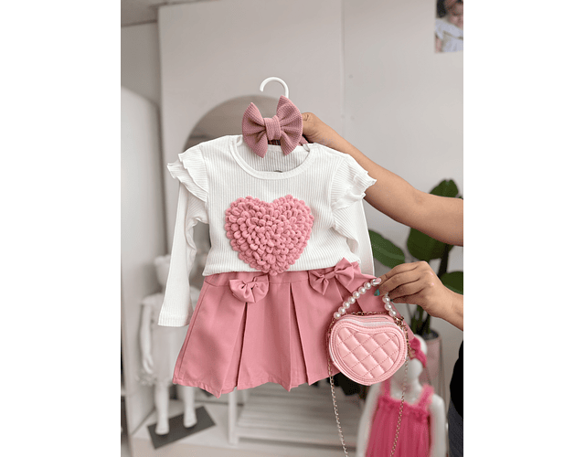 Conjunto corazón palo de rosa 