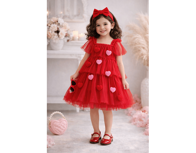 Vestidos Rosie corazones rojo 