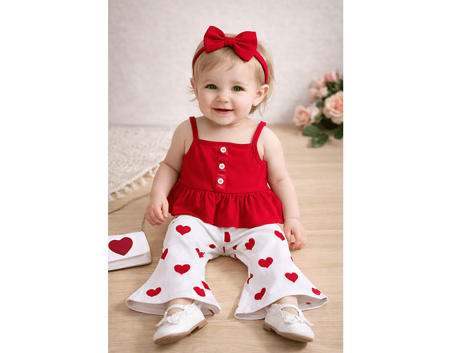 Conjunto pantalon + top + cintillo 