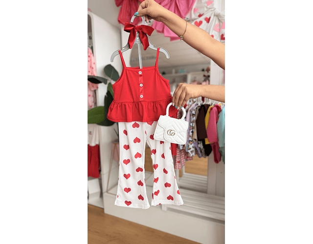 Conjunto pantalon + top + cintillo 