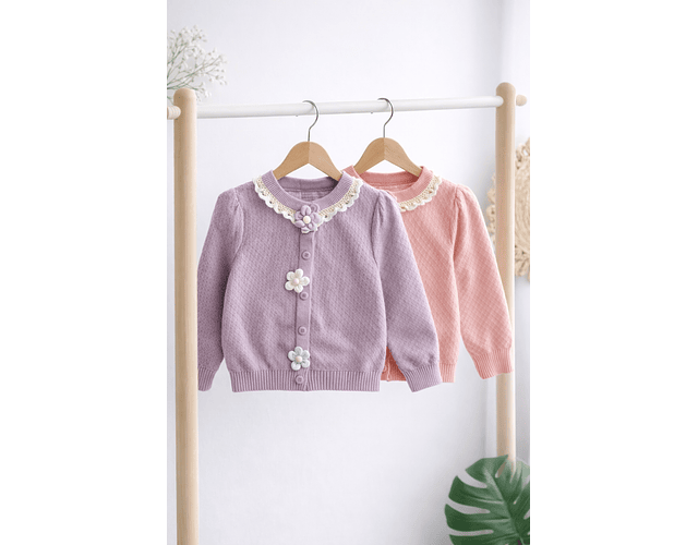 Chaleco tejido flor lanilla hipoalergenica