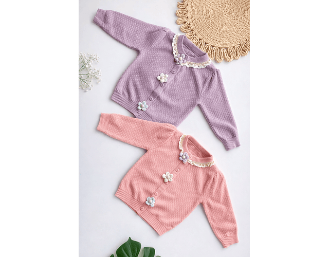 Chaleco tejido flor lanilla hipoalergenica