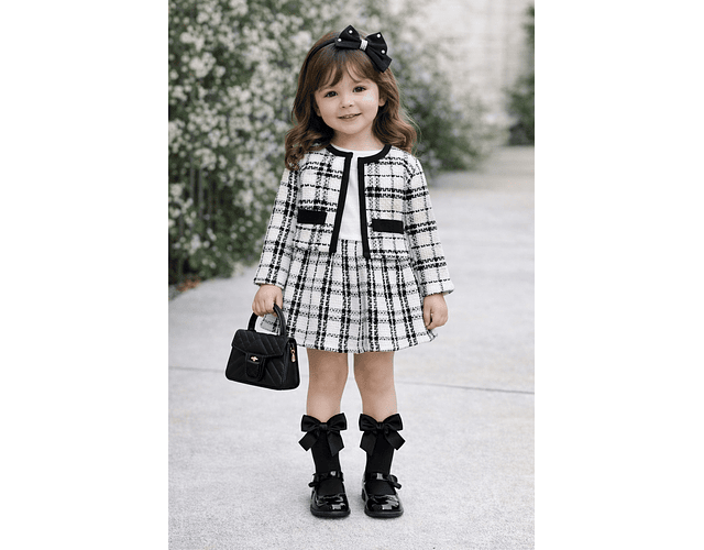 Conjunto escocés channel vestido y blazer