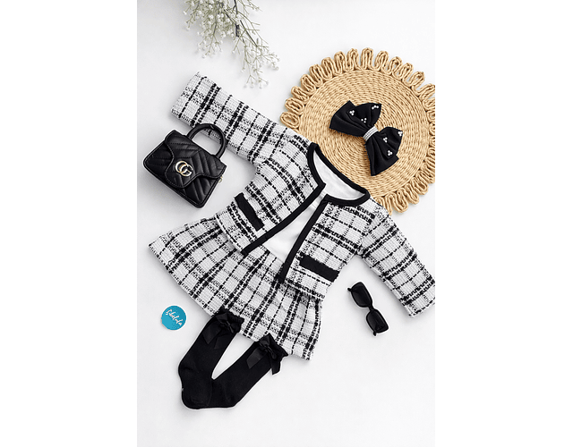 Conjunto escocés channel vestido y blazer