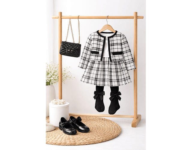 Conjunto escocés channel vestido y blazer