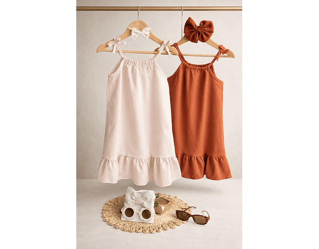 Vestidos lino Cammel y nude 