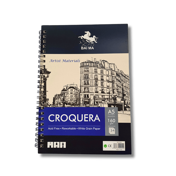 Cuaderno Croquera Sketchbook A5 24 Hojas 160grs.  1