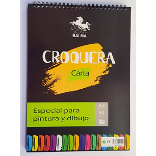 Cuaderno Dibujo Croquera Baima Tamaño Carta 80 Hojas 80g.
