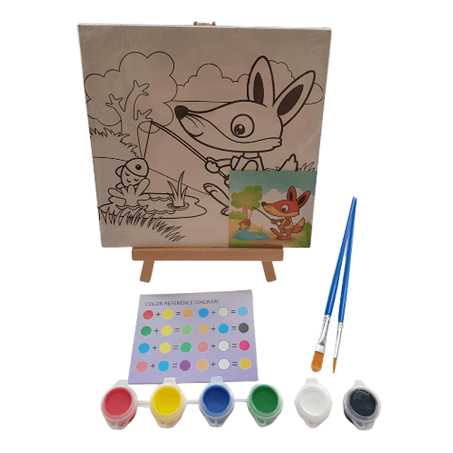 Kit Pintura acrília con atril para niños, diseño de Zorro