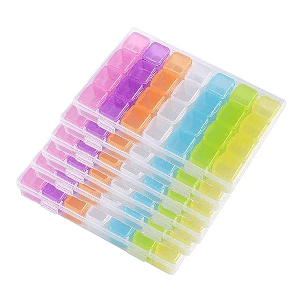 Caja de plástico 28 rejillas de color para almacenamiento de pintura de diamante 5