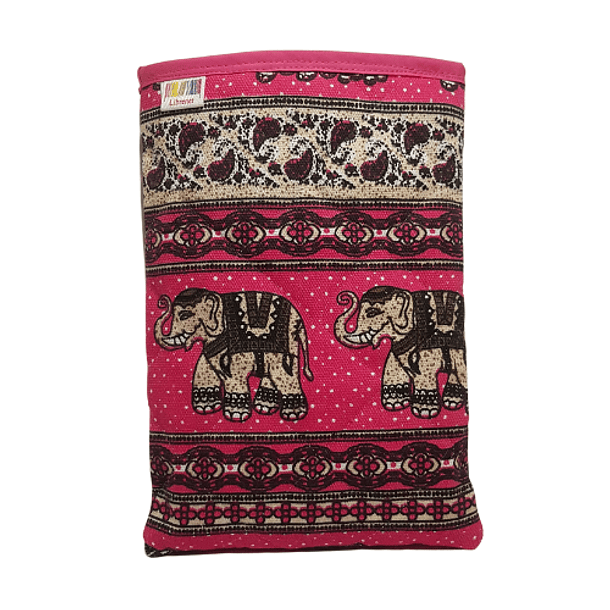 Funda - Diseño elefantes color rosado - 19x27cms