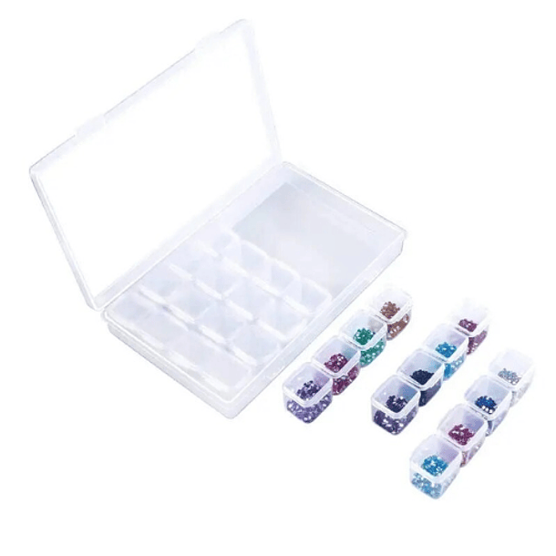 Caja de plástico 28 rejillas de color para almacenamiento de pintura de diamante 8