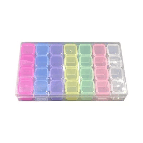 Caja de plástico 28 rejillas de color para almacenamiento de pintura de diamante 3