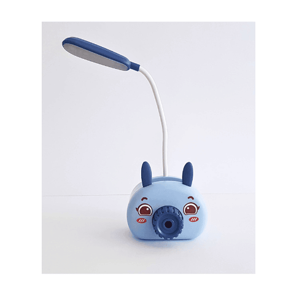 Mini lámpara de escritorio portátil Led con USB y sacapuntas cerdito azul