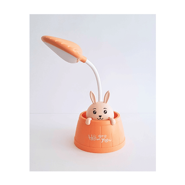 Mini lámpara de escritorio portátil Led con USB conejito naranja