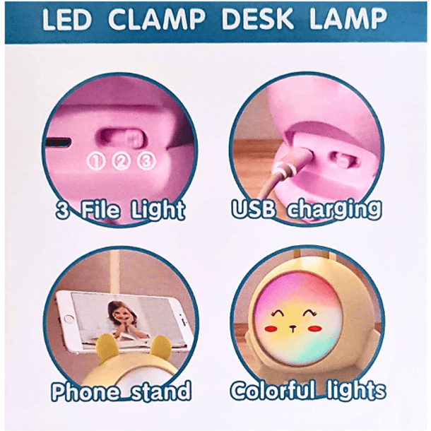 Mini lámpara de escritorio portátil Led con USB ratoncito rosa 3