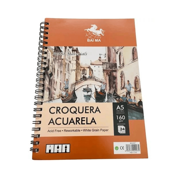 Croquera Acuarela Baima A5 24 Hojas 160grs